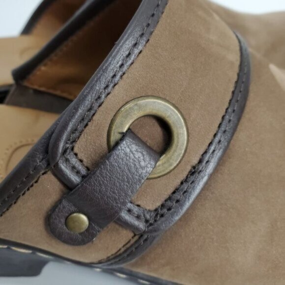 Solos 8M, 2.5" Heel Carmella Brown Leather Slip-on Round Toe Wedge Clogs - Picture 6 of 7